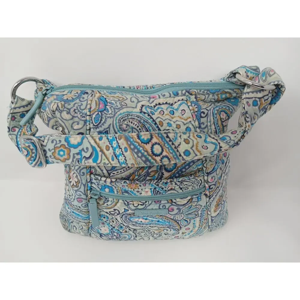 VERA BRADLEY Blue Daisy Dot Paisley Shoulder Strap Purse Bohemian Blue Luxury